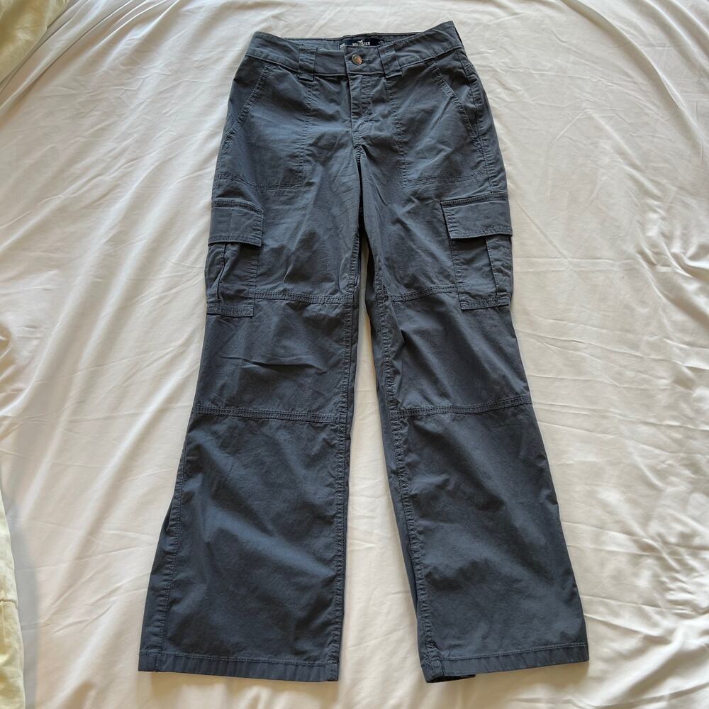 Hollister baggy cargo wide leg pants blue XS (23)